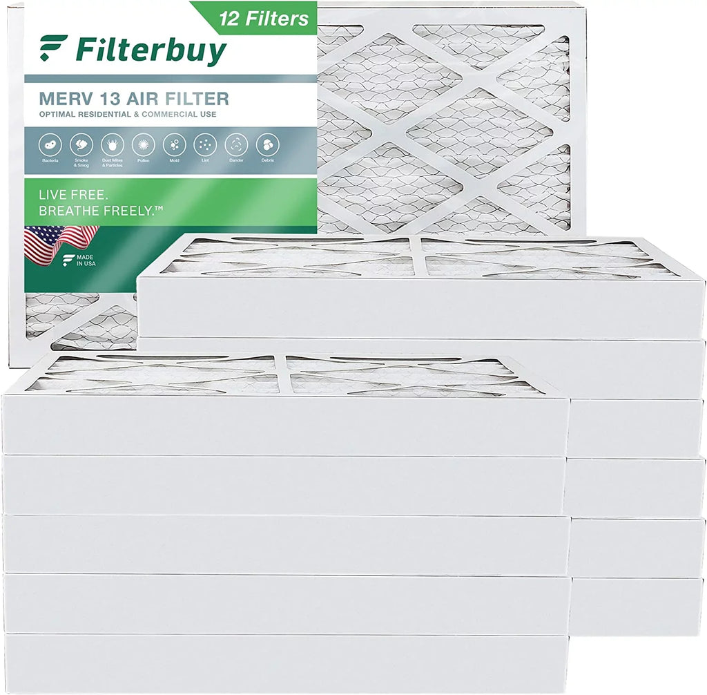 Filterbuy 8x20x4 MERV 13 Pleated HVAC AC Furnace Air Filters (12-Pack)