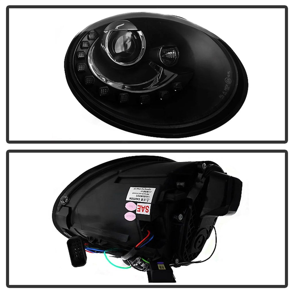 Spyder Volkswagen Beetle 06-10 Projector Headlights - DRL LED - Black