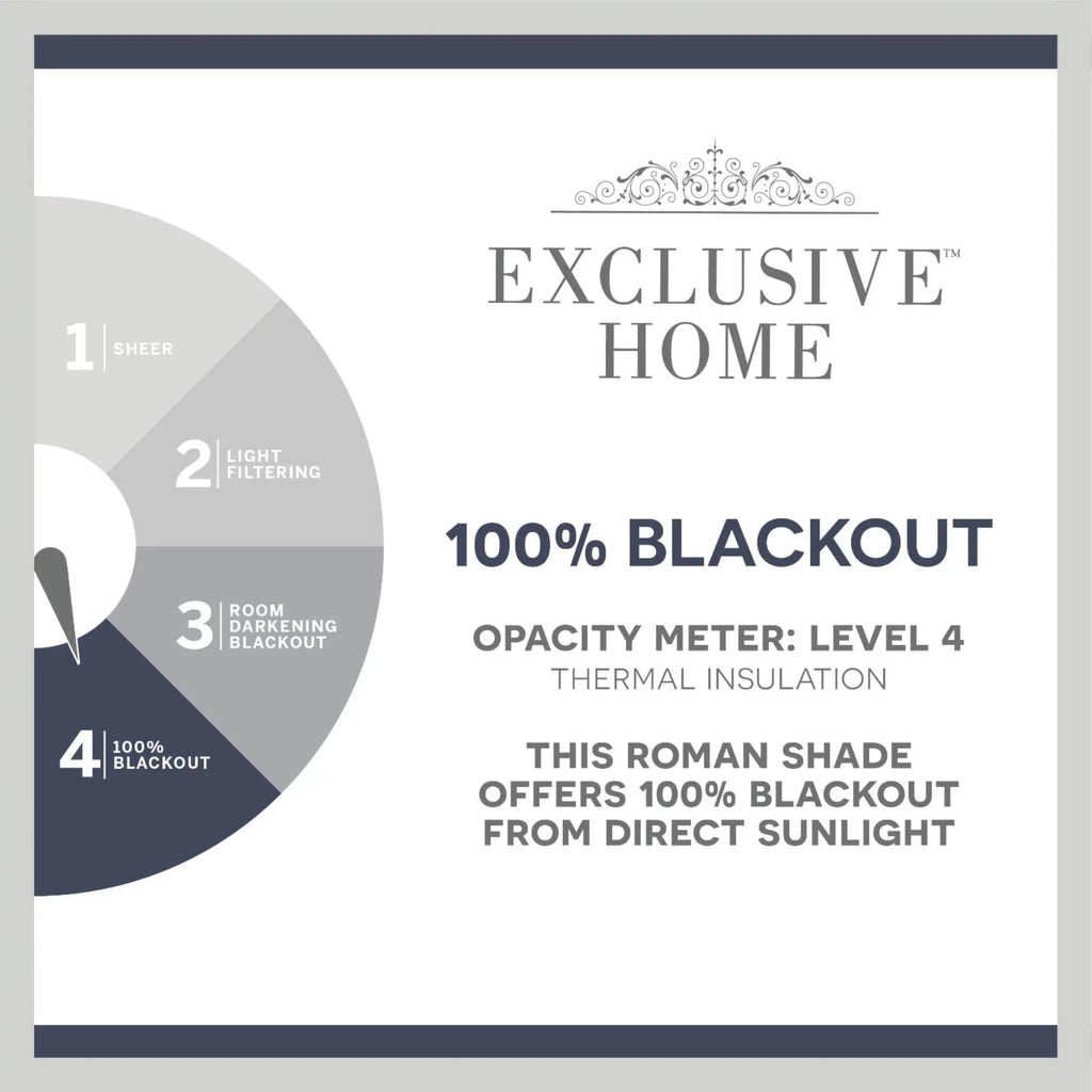 Exclusive Home Bolan Botanical Total Blackout Roman Shade, 31"x 64", Dark Grey
