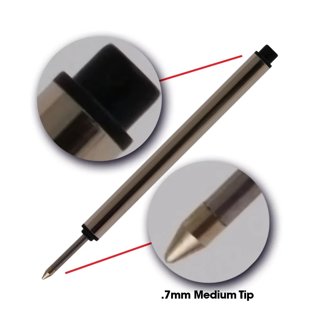 Jaymo Replacement Montblanc 113778 - Measures 3.84 in / 97 mm Long - Capless Rollerball Pen Refill - 12 Blue