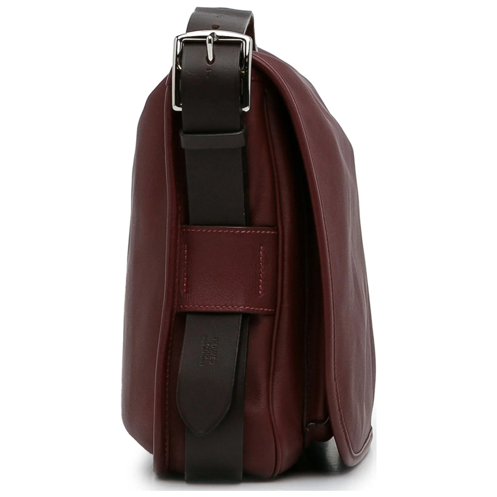 Pre-Owned Authenticated Hermès Sikkim Barda 30 Messenger Bag Calf Leather Red Crossbody Bag Unisex (Good)