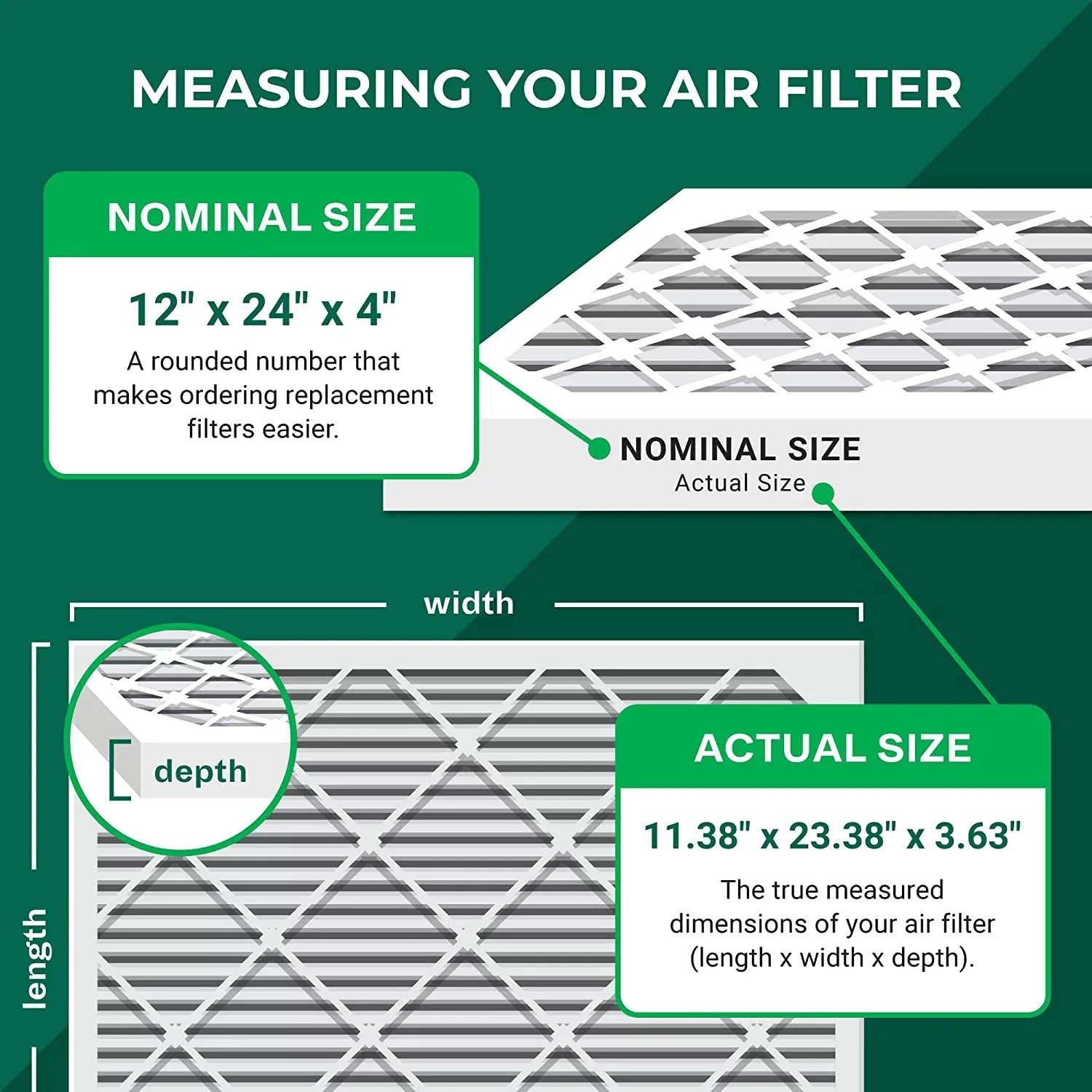 Filterbuy 12x24x4 MERV 13 Pleated HVAC AC Furnace Air Filters (12-Pack)