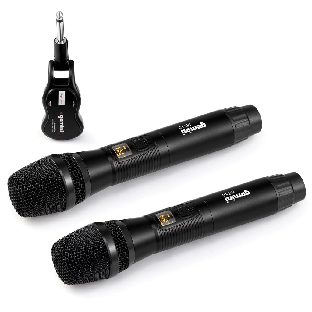Gemini GSP-2200 Ultra Powerful Bluetooth 2,200 Peak Watt Speaker with Built-In Media Player & GMU-M200 UHF Dual Wireless Microphone System , 843631171035