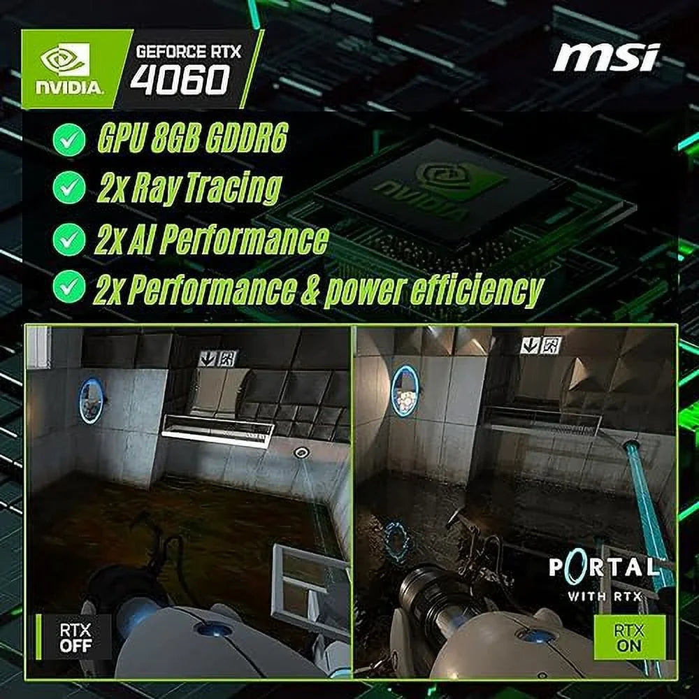 MSI Cyborg 15 Gaming Laptop, 15.6" FHD 144Hz Display, Intel Core i7-12650H, NVIDIA GeForce RTX 4060, 32GB DDR5 RAM, 1TB SSD, Webcam, Backlit Keyboard, Wi-Fi 6, Windows 11 Home, Translucent Black