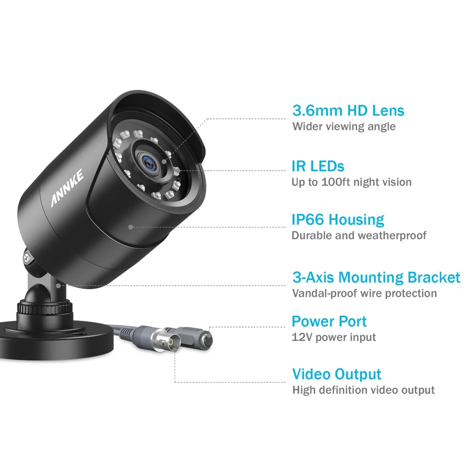 ANNKE 4 Pack 1080P HD TVI Home Security Camera Outdoor Indoor, 1920TVL, IP66 Waterproof, Night/Day Vision, Surveillance CCTV Bullet Camera