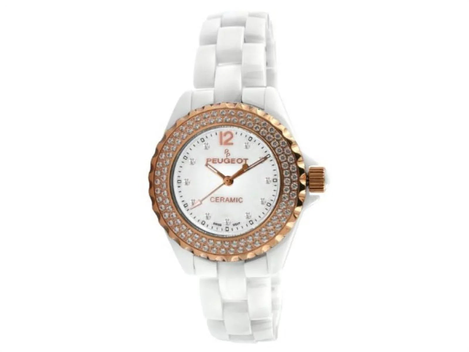 Women's PS4892WR Swiss Ceramic Swarovski Crystal White Dial Watch