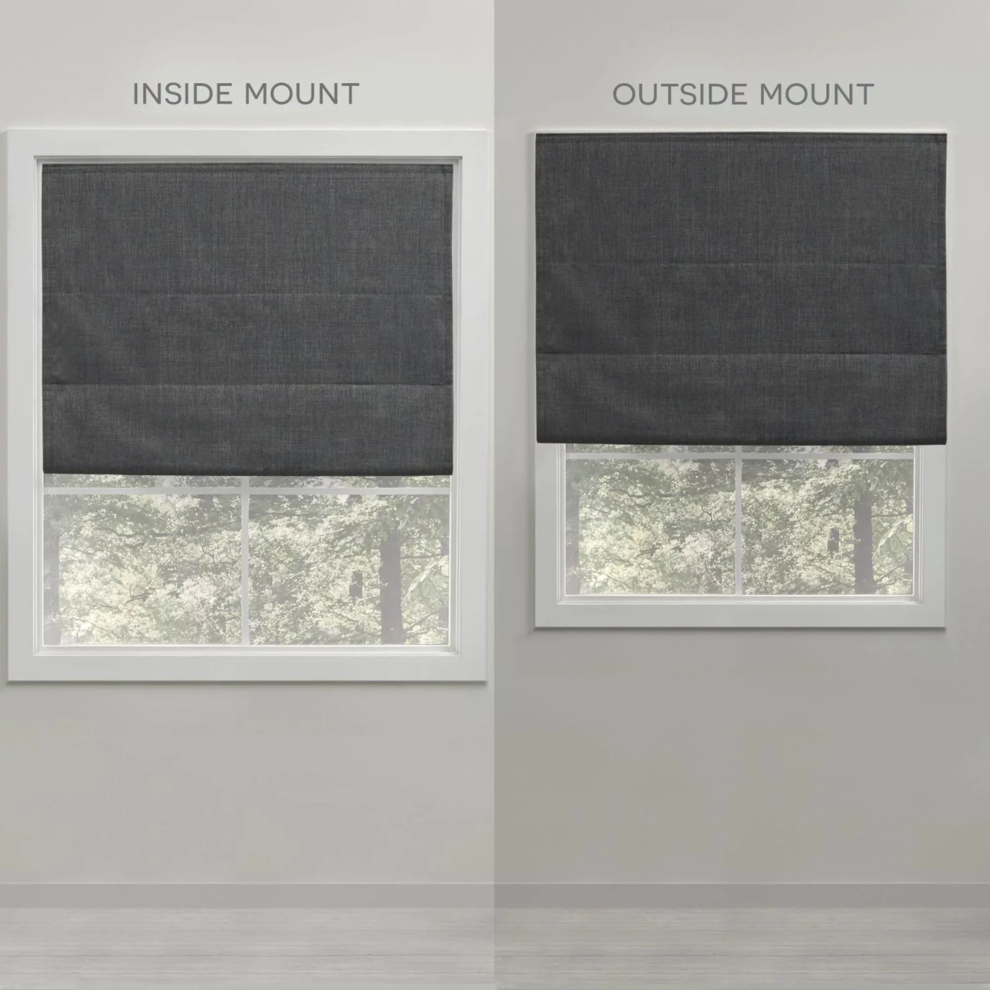 Exclusive Home Bolan Botanical Total Blackout Roman Shade, 31"x 64", Dark Grey