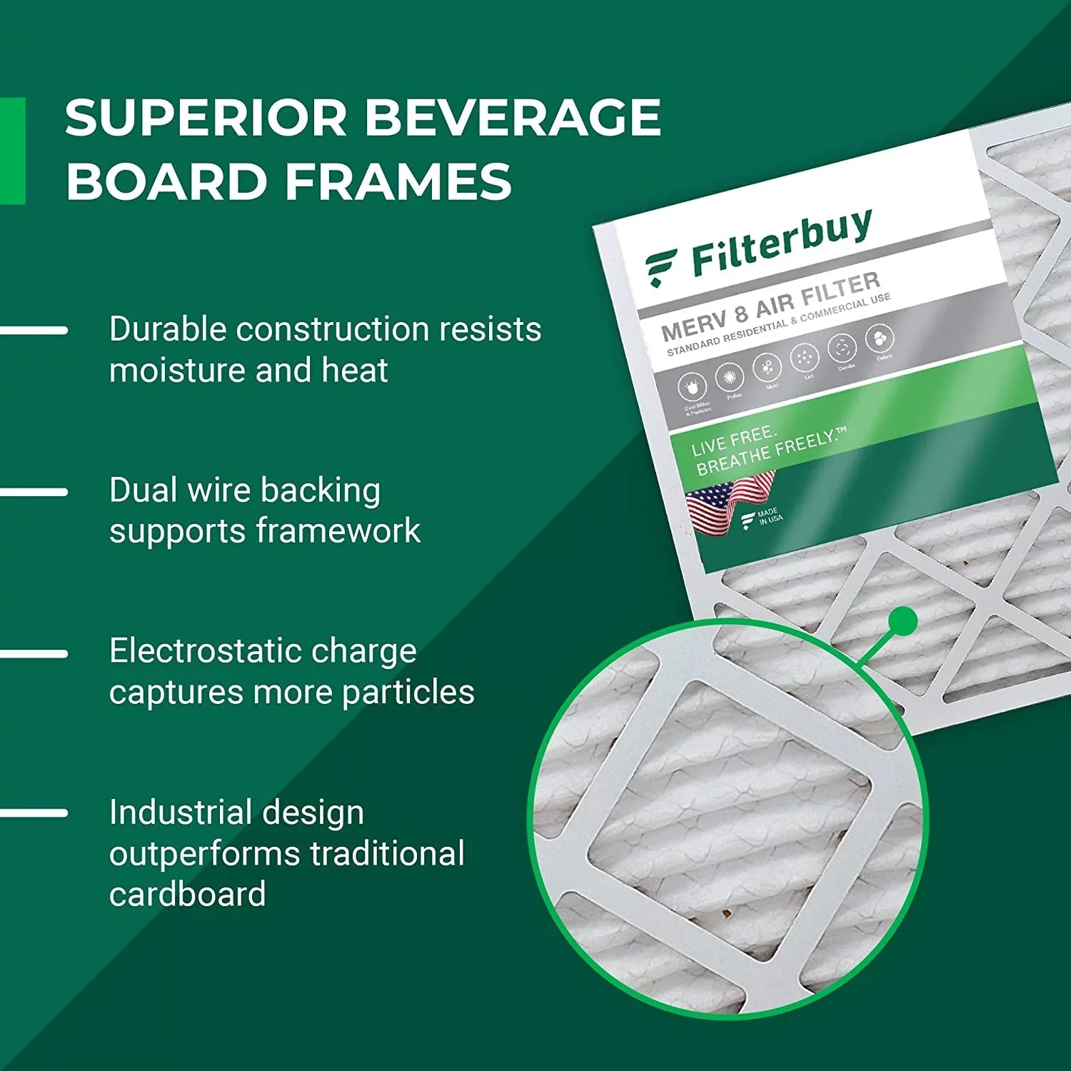 Filterbuy 16x36x2 MERV 8 Pleated HVAC AC Furnace Air Filters (2-Pack)
