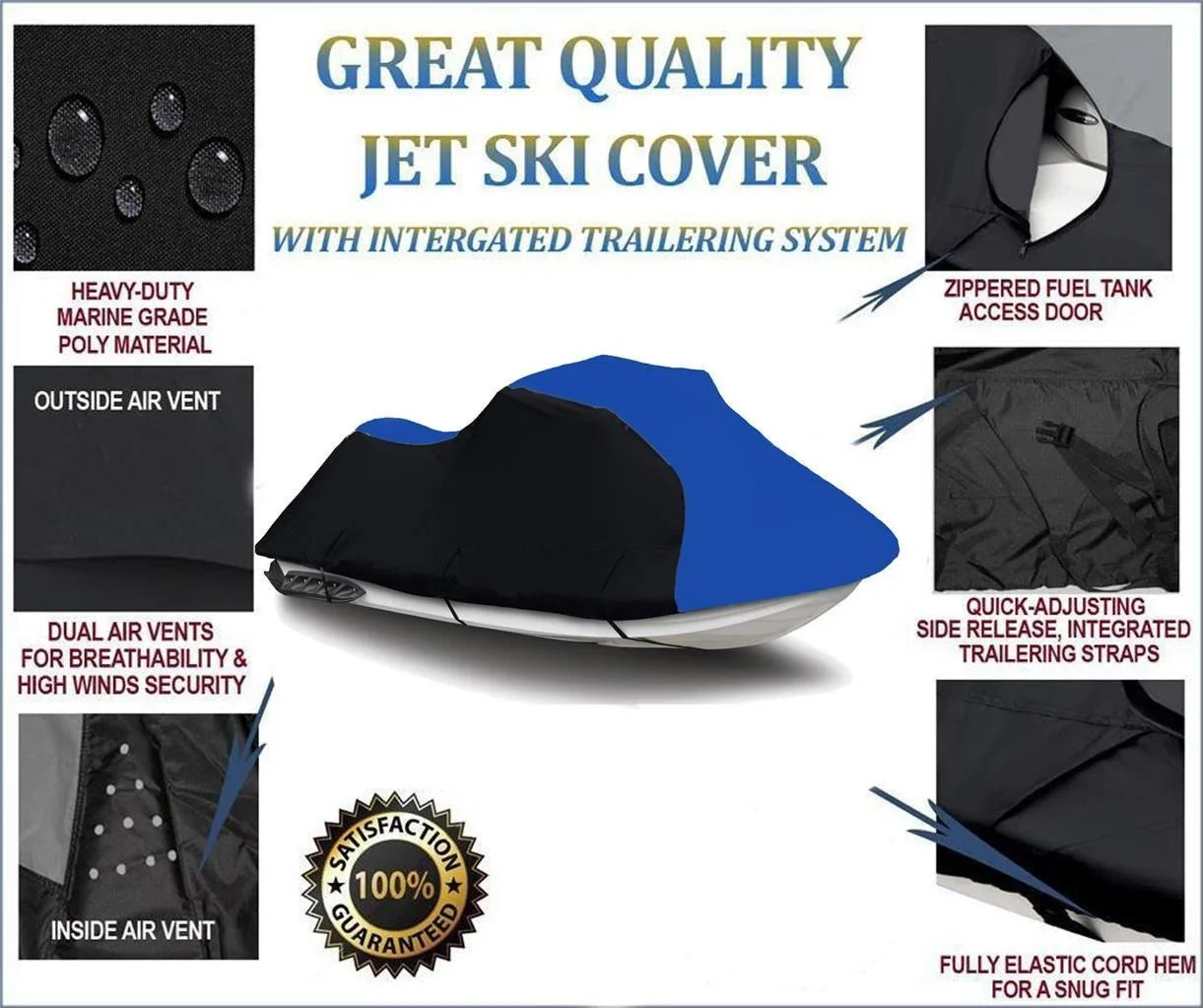 BLACK / HEAVY-DUTY, TOP OF THE LINE Wrap Kawasaki Jet Ski ST 1993 1994 1995 1996 1997 1998 / STS 1995 1996 1997 1998 2001 2002 PWC Trailerable Protection Jet Ski Shield