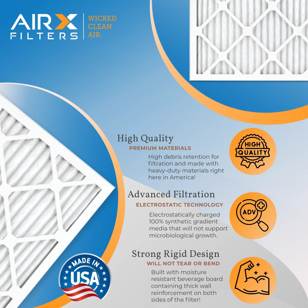 16x22x1 Air Filter MERV 11 Comparable to MPR 1000, MPR 1200 & FPR 7 Electrostatic Pleated Air Conditioner Filter 6 Pack HVAC Premium USA Made 16x22x1 Furnace Filters by AIRX FILTERS WICKED CLEAN AIR.